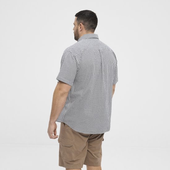 North Latitude Shirt Short Sleeve Checked Grey - Herrenhemden - Herrenhemden in großen Größen
