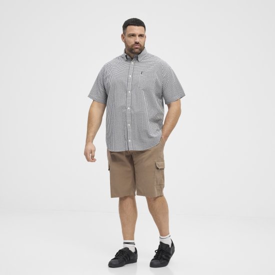 North Latitude Shirt Short Sleeve Checked Grey - Herrenhemden - Herrenhemden in großen Größen
