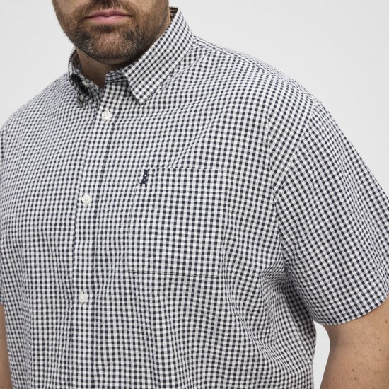 North Latitude Shirt Short Sleeve Checked Grey - Herrenhemden - Herrenhemden in großen Größen