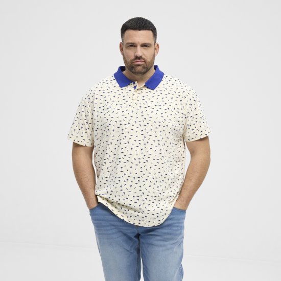 North Latitude Polo Pique Printed Off-White TALL - HERRENBEKLEIDUNG MT-6XLT - Langgrößen für Herren