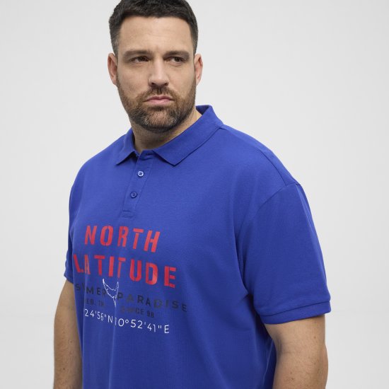 North Latitude Polo Pique Print Short Sleeve Cobalt Blue - Polo-shirts für herren - Polo-Shirts für Herren in großen Größen