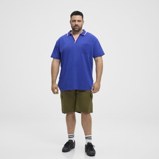 North Latitude Polo Pique V-Neck Blue - Polo-shirts für herren - Polo-Shirts für Herren in großen Größen