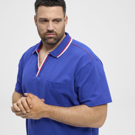 North Latitude Polo Pique V-Neck Blue - Polo-shirts für herren - Polo-Shirts für Herren in großen Größen