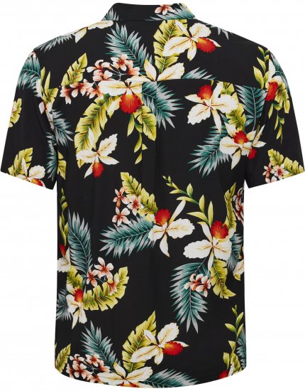 North Latitude Shirt Short Sleeve Printed Allover Black - Herrenhemden - Herrenhemden in großen Größen