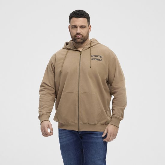 North Latitude Hoodie with Zipper Dark Sand - Herren-sweater und -hoodies - Herren-Sweater und -Hoodies in großen Größen