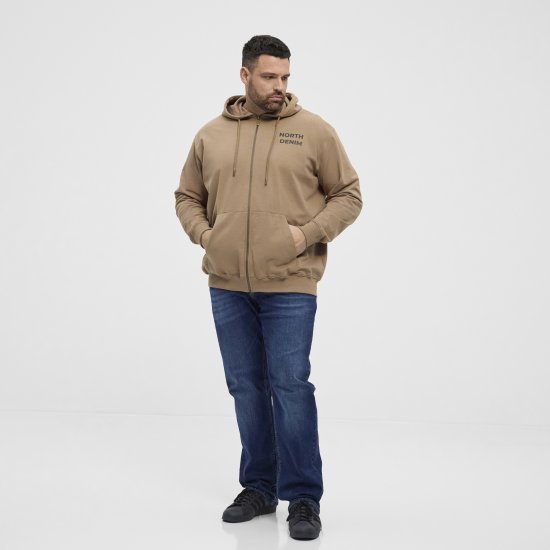 North Latitude Hoodie with Zipper Dark Sand - Herren-sweater und -hoodies - Herren-Sweater und -Hoodies in großen Größen