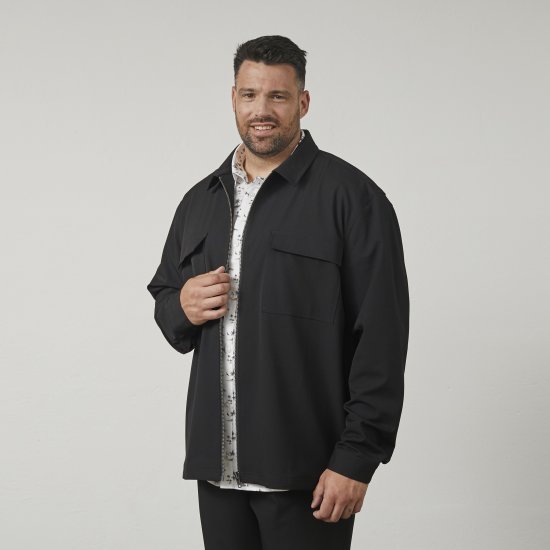 North Latitude 61106 Overshirt Im Anzugstil Mit Durchgehendem Reißverschluss Schwarz - Herren jacken - Herren Jacken in großen Größen