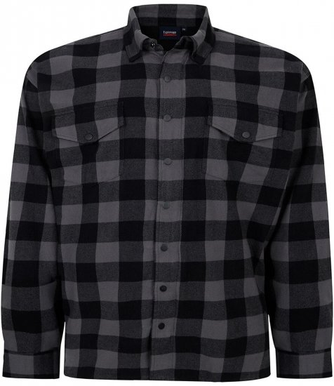 Espionage SH423 Checked Overshirt Black/Charcoal - Herrenhemden - Herrenhemden in großen Größen