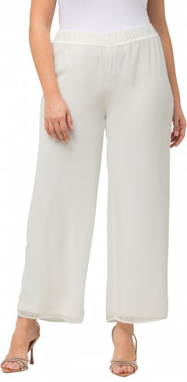 Ulla Popken Layered Chiffon Wide Leg Pants White - Jeans & Hosen in Großen Größen – Plus Size Damenmode - Jeans & Hosen, EU 42–70