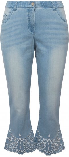 Ulla Popken Cropped Flared Eyelet Jeans Light Blue - Jeans & Hosen in Großen Größen – Plus Size Damenmode - 