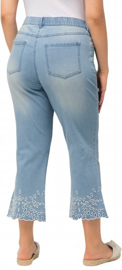 Ulla Popken Cropped Flared Eyelet Jeans Light Blue - Jeans & Hosen in Großen Größen – Plus Size Damenmode - Jeans & Hosen, EU 42–70