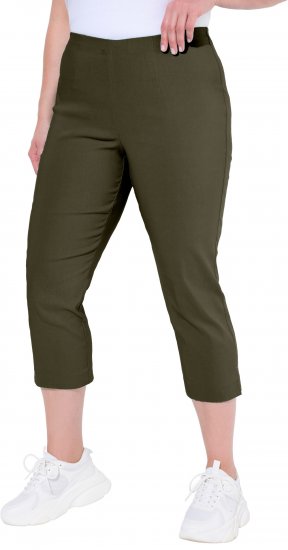 Ulla Popken Stretch Basic Bengaline Capri Pants Forest Forest Green - Jeans & Hosen in Großen Größen – Plus Size Damenmode - 