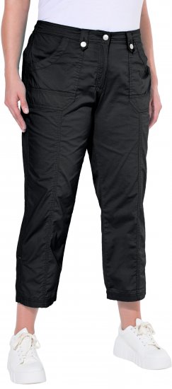 Ulla Popken Roll Tab Hem Stretch Cargo Pants Black - Jeans & Hosen in Großen Größen – Plus Size Damenmode - 