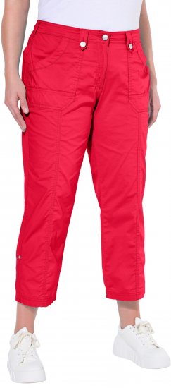 Ulla Popken Roll Tab Hem Stretch Cargo Pants Red - Jeans & Hosen in Großen Größen – Plus Size Damenmode - 