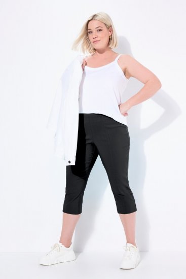 Ulla Popken Bengaline Elastic Waist Stretch Capri Pants Black - Stoffhosen - Weite Stoffhosen für Damen in großen Größen
