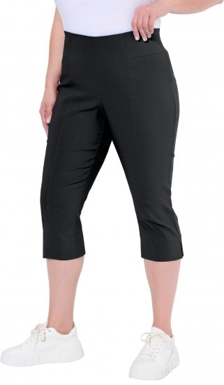 Ulla Popken Bengaline Elastic Waist Stretch Capri Pants Black - Jeans & Hosen in Großen Größen – Plus Size Damenmode - 