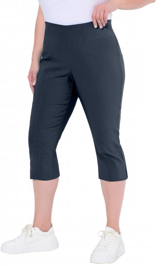 Ulla Popken Bengaline Elastic Waist Stretch Capri Pants Navy Blue - Jeans & Hosen in Großen Größen – Plus Size Damenmode - 