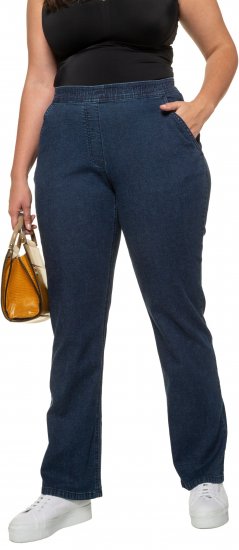 Ulla Popken Straight Leg Elastic Waist Mandy Fit Stretch Jeans Denim Blue - Jeans & Hosen in Großen Größen – Plus Size Damenmode - 