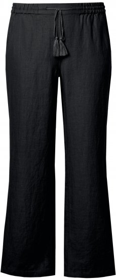 Ulla Popken Drawstring Elastic Waist Mary Fit Linen Pants Black - Jeans & Hosen in Großen Größen – Plus Size Damenmode - Jeans & Hosen, EU 42–70