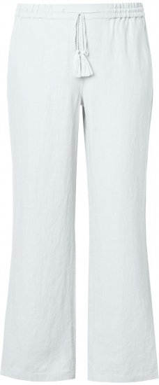 Ulla Popken Drawstring Elastic Waist Mary Fit Linen Pants Snow White - Jeans & Hosen in Großen Größen – Plus Size Damenmode - 