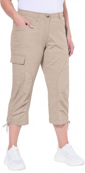 Ulla Popken Stretch Cotton Cargo Crop Pants Beige - Jeans & Hosen in Großen Größen – Plus Size Damenmode - Jeans & Hosen, EU 42–70
