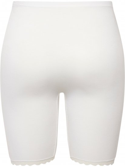 Ulla Popken Lace Hem Stretch Viscose Knit Bicycle Length Lounge Shorts White - Jeans & Hosen in Großen Größen – Plus Size Damenmode - 