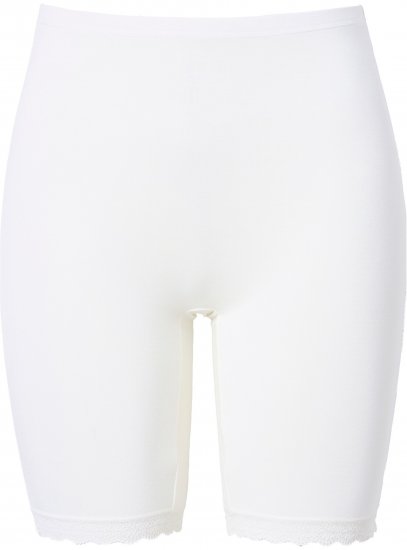 Ulla Popken Lace Hem Stretch Viscose Knit Bicycle Length Lounge Shorts White - Jeans & Hosen in Großen Größen – Plus Size Damenmode - Jeans & Hosen, EU 42–70