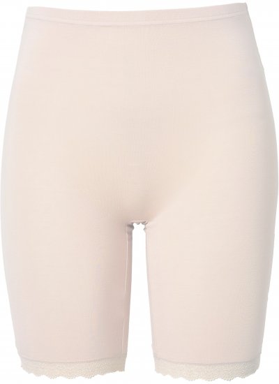 Ulla Popken Lace Hem Stretch Viscose Knit Bicycle Length Lounge Shorts Beige - Jeans & Hosen in Großen Größen – Plus Size Damenmode - 