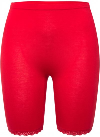 Ulla Popken Lace Hem Stretch Viscose Knit Bicycle Length Lounge Shorts Red - Jeans & Hosen in Großen Größen – Plus Size Damenmode - 