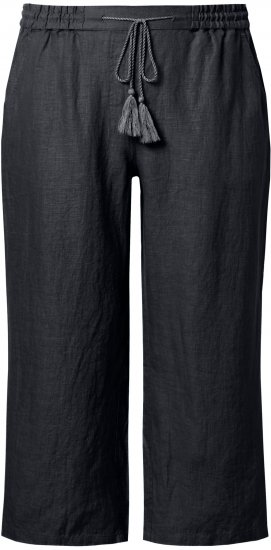 Ulla Popken Cool Linen Elastic Waist Capri Pants Black - Jeans & Hosen in Großen Größen – Plus Size Damenmode - Jeans & Hosen, EU 42–70
