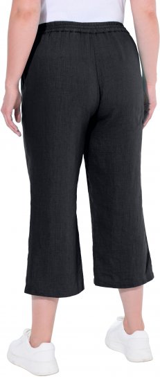 Ulla Popken Cool Linen Elastic Waist Capri Pants Black - Jeans & Hosen in Großen Größen – Plus Size Damenmode - Jeans & Hosen, EU 42–70