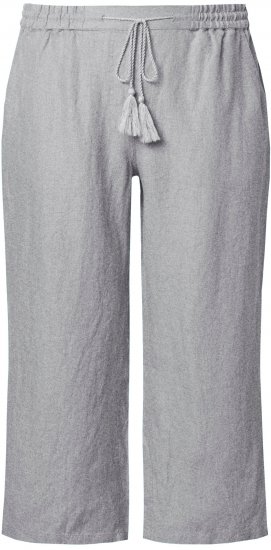 Ulla Popken Cool Linen Elastic Waist Capri Pants Light Grey Melange - Jeans & Hosen in Großen Größen – Plus Size Damenmode - Jeans & Hosen, EU 42–70