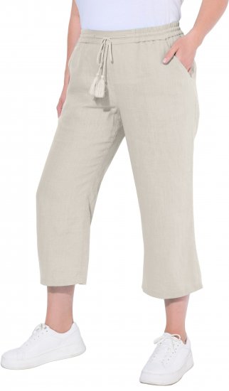 Ulla Popken Cool Linen Elastic Waist Capri Pants Brown - Jeans & Hosen in Großen Größen – Plus Size Damenmode - Jeans & Hosen, EU 42–70