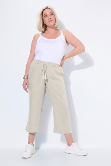 Ulla Popken Cool Linen Elastic Waist Capri Pants Brown - Jeans & Hosen in Großen Größen – Plus Size Damenmode - Jeans & Hosen, EU 42–70