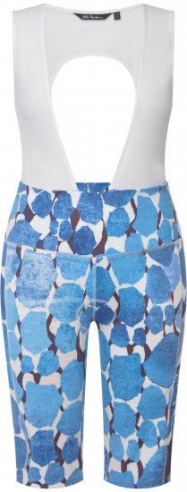 Ulla Popken Abstract Print Padded Cycling Shorts With Suspenders White - Jeans & Hosen in Großen Größen – Plus Size Damenmode - 