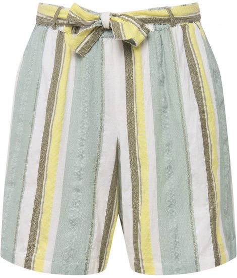 Ulla Popken Striped Wide Leg Elastic Waistband Shorts White - Jeans & Hosen in Großen Größen – Plus Size Damenmode - 