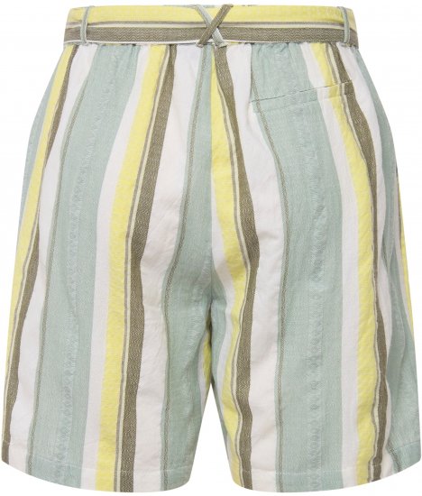 Ulla Popken Striped Wide Leg Elastic Waistband Shorts White - Jeans & Hosen in Großen Größen – Plus Size Damenmode - 