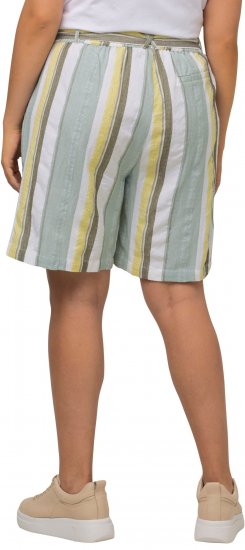 Ulla Popken Striped Wide Leg Elastic Waistband Shorts White - Jeans & Hosen in Großen Größen – Plus Size Damenmode - 