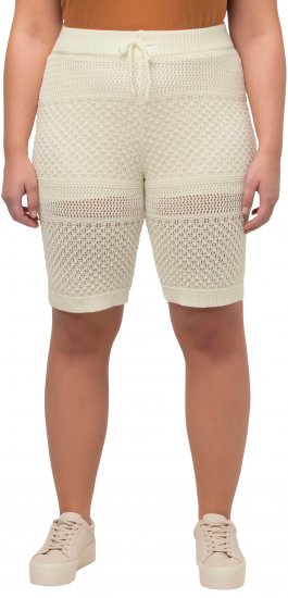 Ulla Popken Crochet Bermuda Layered Look Shorts White - Jeans & Hosen in Großen Größen – Plus Size Damenmode - 