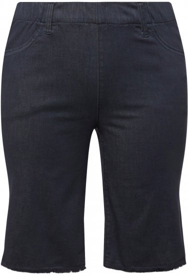Ulla Popken Frayed Hemline Elastic Waistband Bermuda Shorts Navy - Jeans & Hosen in Großen Größen – Plus Size Damenmode - Jeans & Hosen, EU 42–70