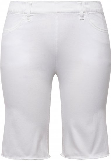 Ulla Popken Frayed Hemline Elastic Waistband Bermuda Shorts Snow White - Jeans & Hosen in Großen Größen – Plus Size Damenmode - 