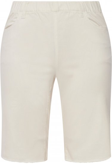 Ulla Popken Frayed Hemline Elastic Waistband Bermuda Shorts White - Jeans & Hosen in Großen Größen – Plus Size Damenmode - 
