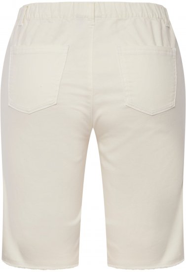 Ulla Popken Frayed Hemline Elastic Waistband Bermuda Shorts White - Jeans & Hosen in Großen Größen – Plus Size Damenmode - 