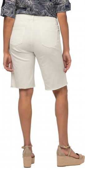 Ulla Popken Frayed Hemline Elastic Waistband Bermuda Shorts White - Jeans & Hosen in Großen Größen – Plus Size Damenmode - 