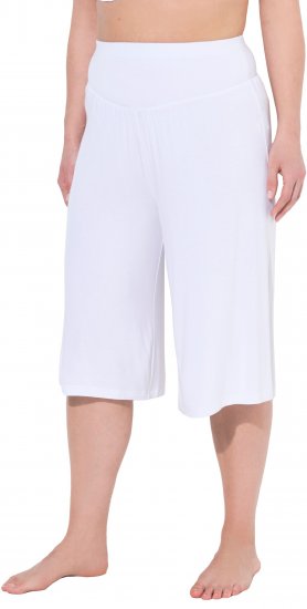 Ulla Popken Wide Leg Flared Bermuda Shorts White - Jeans & Hosen in Großen Größen – Plus Size Damenmode - 