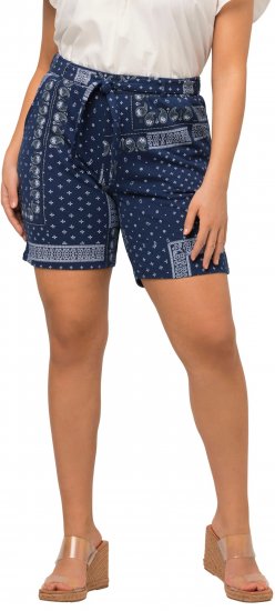 Ulla Popken Paisley Pull On Shorts Blue - Jeans & Hosen in Großen Größen – Plus Size Damenmode - 