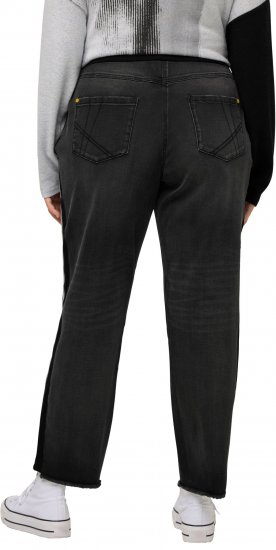 Ulla Popken Side Stripe Stretch Fit Boyfriend Jeans Black - Jeans & Hosen in Großen Größen – Plus Size Damenmode - Jeans & Hosen, EU 42–70