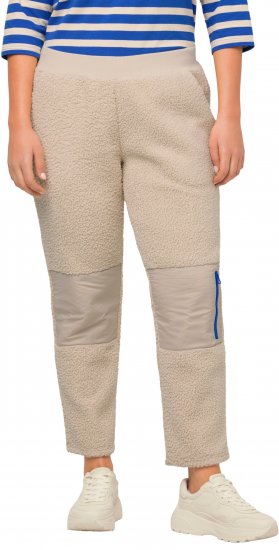 Ulla Popken Teddy Fleece Knee Patch Pants Beige - Jeans & Hosen in Großen Größen – Plus Size Damenmode - 