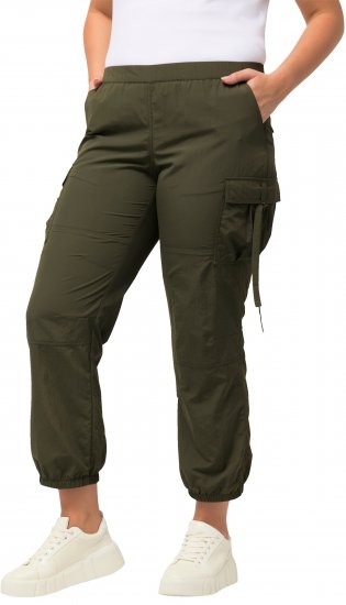 Ulla Popken Elastic Waist Cargo Pants Olives Grey - Jeans & Hosen in Großen Größen – Plus Size Damenmode - Jeans & Hosen, EU 42–70
