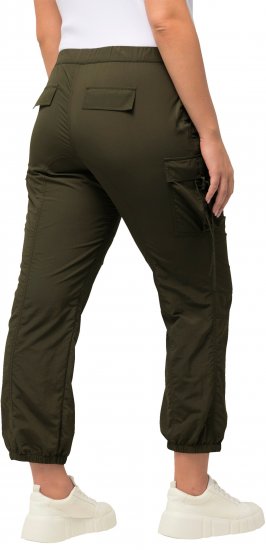 Ulla Popken Elastic Waist Cargo Pants Olives Grey - Jeans & Hosen in Großen Größen – Plus Size Damenmode - Jeans & Hosen, EU 42–70